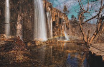 Картинка природа водопады лес река водопад