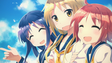 Картинка yuyushiki аниме фон взгляд девушки