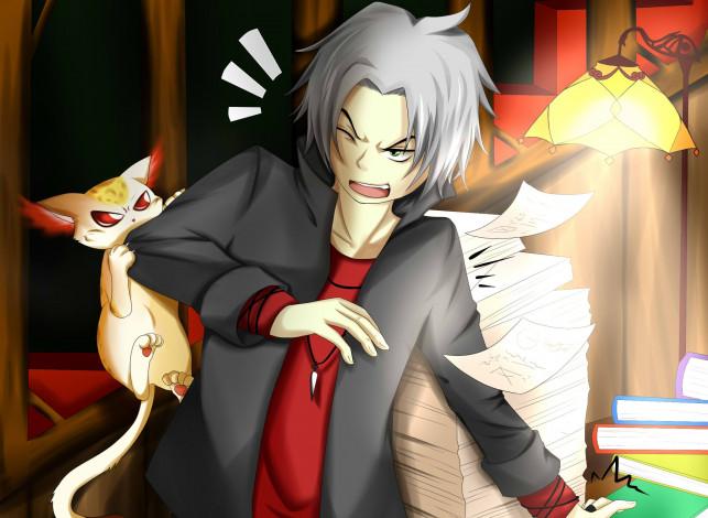 Обои картинки фото аниме, katekyo hitman reborn, гокудера, хаято