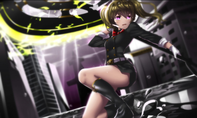 Обои картинки фото аниме, owari no seraph, взгляд, девушка, фон