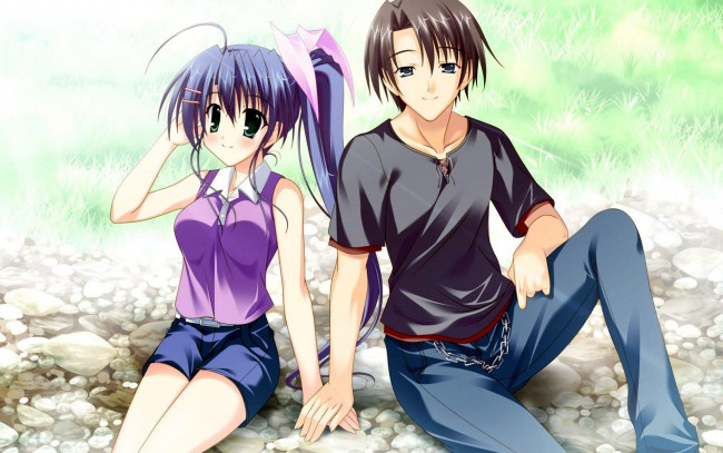 Обои картинки фото аниме, unknown,  другое, motomachi, haruno, clear, naruse, mamoru, девушка, парень