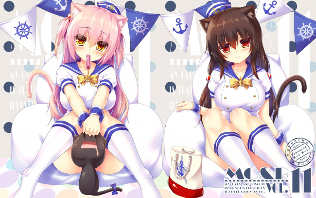 Обои картинки фото аниме, животные,  существа, девочки