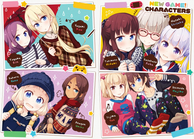 Обои картинки фото аниме, new game, девочки