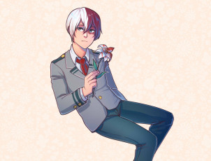 Картинка аниме boku+no+hero+academia тодороки шото