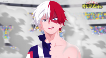 Картинка аниме boku+no+hero+academia тодороки шото