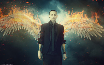 Картинка музыка linkin+park rip крылья огонь chester bennington linkin park