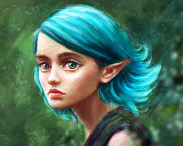 Обои картинки фото фэнтези, эльфы, by, kroriki, эльфийка