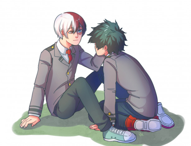 Обои картинки фото аниме, boku no hero academia, шото, изуку