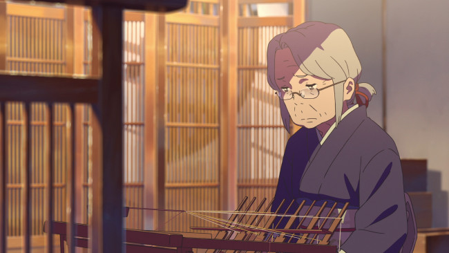 Обои картинки фото аниме, kimi no na wa, фон, девушка, взгляд