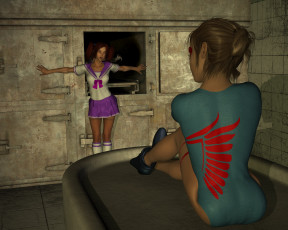 Картинка 3д+графика фантазия+ fantasy взгляд девушки фон