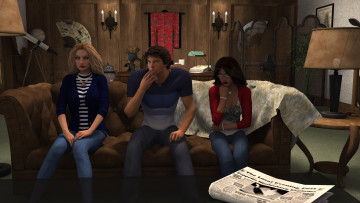 Картинка 3д+графика люди+ people фон взгляд девушки