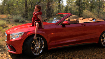 Картинка 3д+графика люди-авто мото+ people-+car+ +moto девушка автомобиль фон взгляд