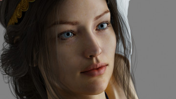 Картинка 3д+графика портрет+ portraits фон взгляд девушка