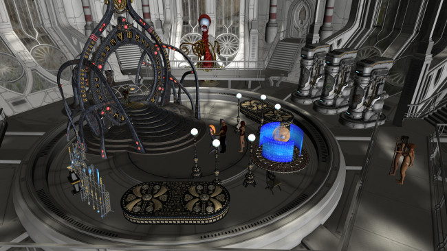 Обои картинки фото 3д графика, фантазия , fantasy, фон, взгляд, девушки