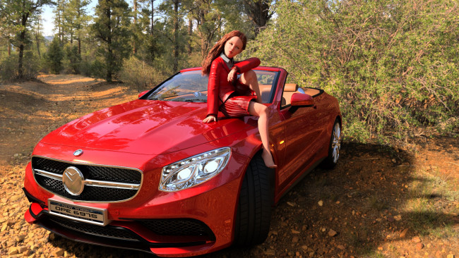 Обои картинки фото 3д графика, люди-авто, мото , people- car ,  moto, автомобиль, взгляд, фон, девушка