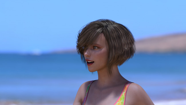 Обои картинки фото 3д графика, портрет , portraits, фон, взгляд, девушка