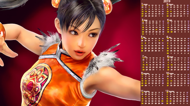 Обои картинки фото календари, видеоигры, девушка, женщина, движение, calendar, 2019