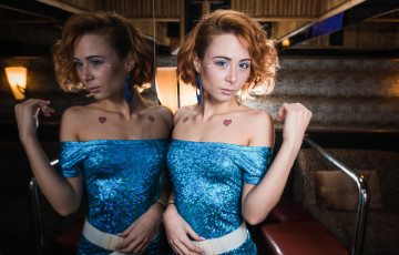 обоя девушки, - рыжеволосые и разноцветные, golden, girls, ночной, клуб, модель