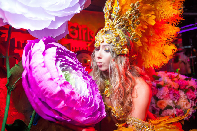 Обои картинки фото девушки, - блондинки,  светловолосые, golden, girls, ночной, клуб, модель