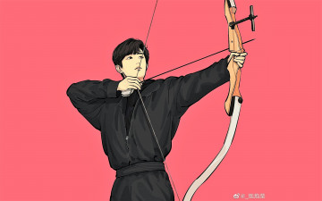 Картинка рисованное люди парень лук