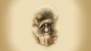 Картинка фэнтези красавицы чудовища цветы стол