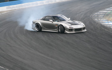 Картинка спорт drift дрифт rx-7 mazda трасса автомобиль машина