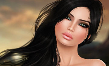 Картинка 3д графика portraits портрет лицо волосы девушка