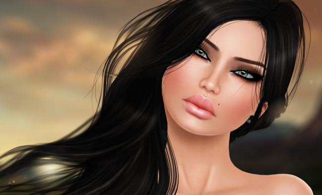 Обои картинки фото 3д, графика, portraits, портрет, лицо, волосы, девушка