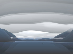 Картинка векторная графика горы озеро лодка