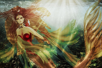 Картинка 3д графика creatures существа русалка