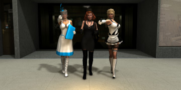 Картинка 3д графика people люди пистолеты девушки