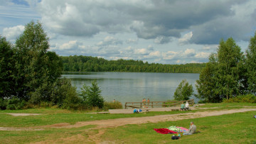 Картинка оз светлояр природа реки озера озеро лес облака люди