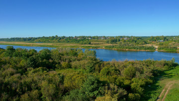 Картинка ветлуга воскресенское природа реки озера река берег поселок небо