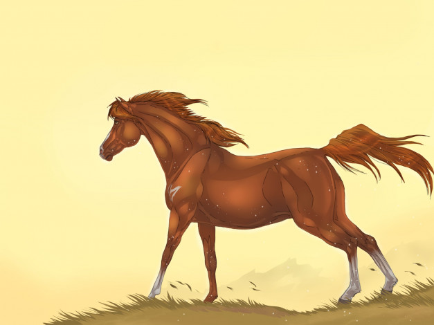 Обои картинки фото рисованные, животные, лошади, лошадь