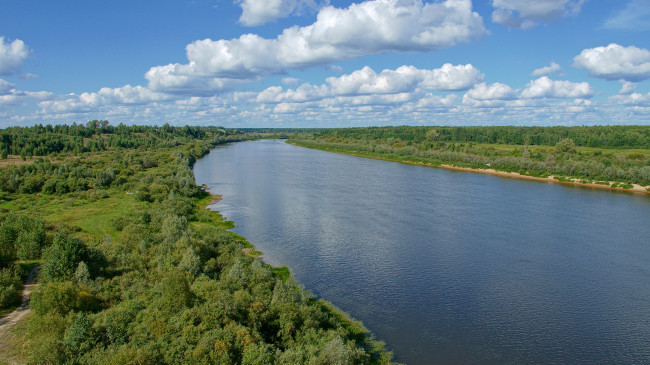 Обои картинки фото ветлуга, природа, реки, озера, река, лес, небо, облака