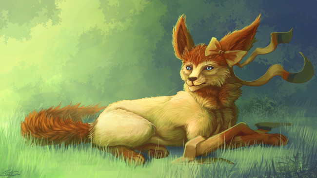 Обои картинки фото рисованные, животные, сказочные, мифические, лиса