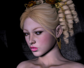 Картинка 3д+графика портрет+ portraits фон блондинка девушка взгляд