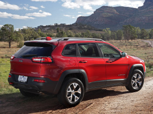 обоя автомобили, jeep, красный, kl, au-spec, trailhawk, cherokee, 2014г