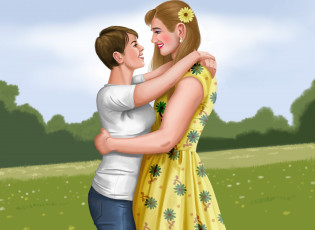 Картинка векторная+графика девушки улыбка взгляд