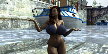 Картинка 3д+графика люди+ people девушка яхта взгляд