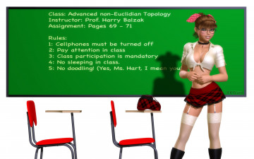 Картинка 3д+графика люди+ people доска стулья класс учительница