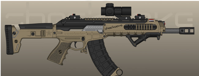 Обои картинки фото оружие, 3d, автомат