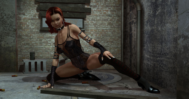 Обои картинки фото 3д графика, люди , people, рыжая, взгляд, девушка