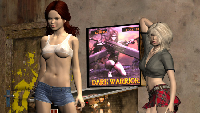 Обои картинки фото 3д графика, люди , people, игровые, автоматы, взгляд, девушки