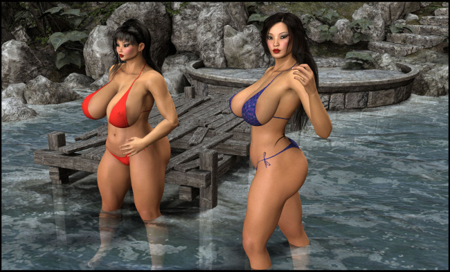 Обои картинки фото 3д графика, люди , people, купальник, взгляд, девушка