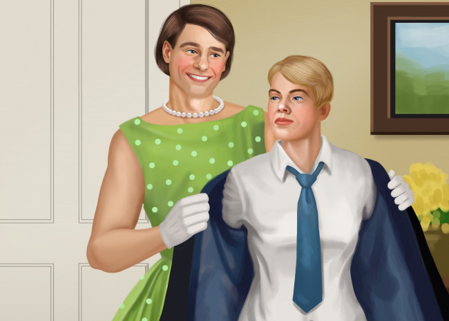 Обои картинки фото векторная графика, люди, девушка, мужчина