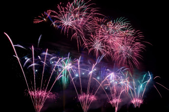 Картинка разное салюты +фейерверки искры ночь салют