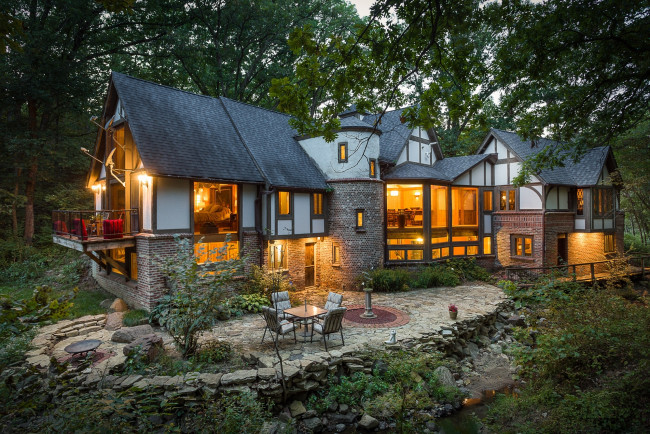 Обои картинки фото города, - здания,  дома, дизайн, вечер, дом, окна, архитектура, особняк