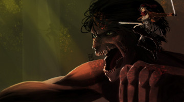 Картинка аниме shingeki+no+kyojin титан эрен микаса