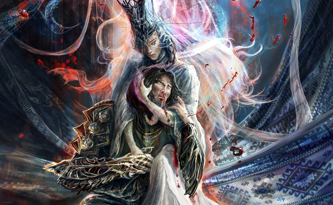 Обои картинки фото фэнтези, маги,  волшебники, ведьма, кровь, воин